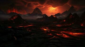 landscape moon lava flows ai generated photo
