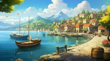 travel rustic fishing villages ai generated photo