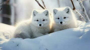 arctic polar foxes cute ai generated photo