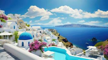 cielo griego isla retiros ai generado foto