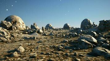 sky lunar boulders large ai generated photo