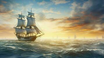 ship sailing high seas ai generated photo