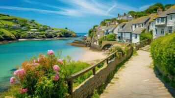 coast cornish coastal villages ai generated photo