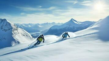 snow arctic skiing skiers ai generated photo