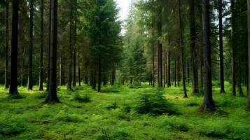 salvaje prístino hojas perennes bosque ai generado foto