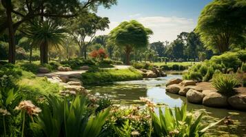 al aire libre campo botánico jardines ai generado foto