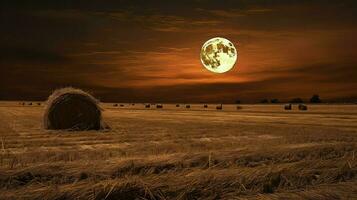 field prairie harvest moon ai generated photo