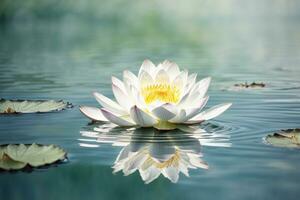 Zen flower lotus in water. AI generated photo