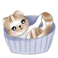 Cute cat cartoon is lying in the tub. png