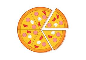 Pepperoni Cheese Pizza Vector Flat Design