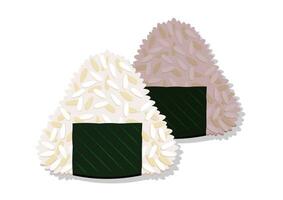 Japanese onigiri vector flat design. Stuffed rice ball wrapped in seaweed nori