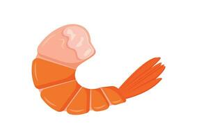 Cooked shrimp tail vector illustration isolated on white background. Boiled sea food flat design