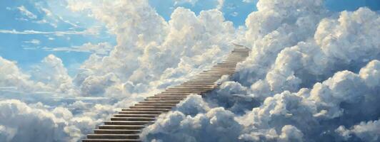 stairs in sky. AI generated photo