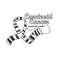 One continuous line drawing of Carcinoid cancer awareness month with white background. Awareness ribbon design in simple linear style. healthcare and medical design concept vector illustration.