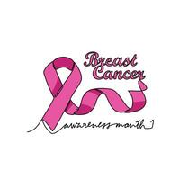 One continuous line drawing of breast cancer awareness month with white background. medical design concept in simple linear style. Awareness ribbon design concept vector illustration.