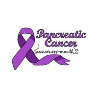 One continuous line drawing of pancreatic cancer awareness month with white background. Awareness ribbon design in simple linear style. healthcare and medical design concept vector illustration.