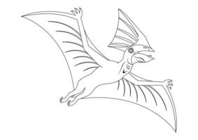 Black and White Tapejara Dinosaur Cartoon Character Vector. Coloring Page of a Tapejara Dinosaur vector