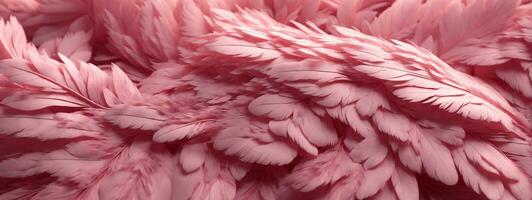 Soft pink feathers texture background. Swan Feather. AI generated photo