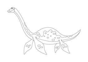 Black and White Elasmosaurus Dinosaur Cartoon Character Vector. Coloring Page of a Elasmosaurus Dinosaur vector