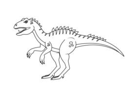Black and White Allosaurus Dinosaur Cartoon Character Vector. Coloring Page of a Allosaurus Dinosaur vector