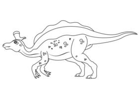 Black and White Lambeosaurus Dinosaur Cartoon Character Vector. Coloring Page of a Lambeosaurus Dinosaur vector