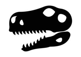 Dinosaur Head Skull Fossil Silhouette Vector Isolated on White Background