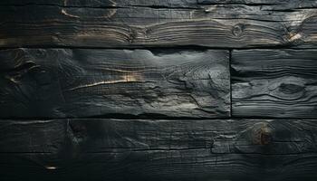 Rustic Elegance - Old Wood Texture Details with Burnt Touches on a Black Textured Background. generative AI, photo