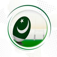 Flag of Pakistan on rugby ball. Round rugby icon with flag of Pakistan. vector