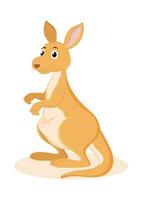 Kangaroo Cartoon Character Vector Illustration Isolated On White Background