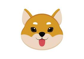 Dog Shiba Head Vector Illustration Isolated on White Background