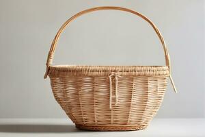 Shopping bag Empty Wicker basket, AI generated Free Photo