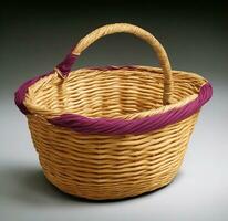 Shopping bag Empty Wicker basket with vibrant colors, AI generated Free Photo