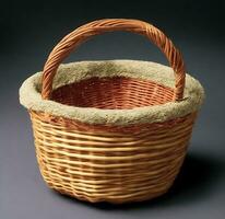 Shopping bag Empty Wicker basket, AI generated Free Photo