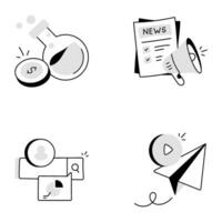 Bundle of Marketing Strategies Hand Drawn Icons vector