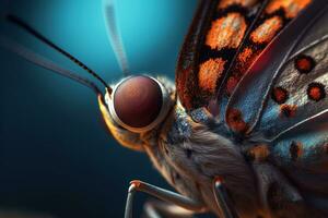 Close up face of a butterfly AI Generated, AI Generative photo