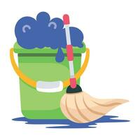 Trendy Mop Bucket vector