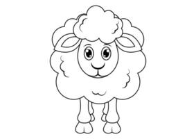 Black and White Sheep Cartoon Character Vector. Coloring Page of a Sheep vector