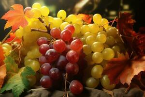 Bunch of colorful grapes AI Generated photo