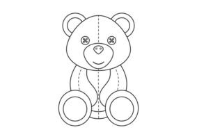 Coloring Page of a Teddy Bear Toy Cartoon Character Vector Illustration