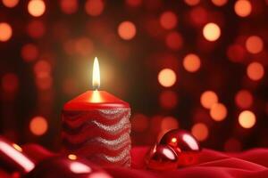 Burning red candle conceptual celebration AI Generated photo