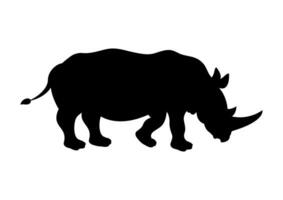 Rhinoceros Silhouette Vector. Elephant Cartoon Character Vector Flat Design