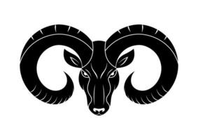 Black Ram Head Silhouette Vector Flat Design