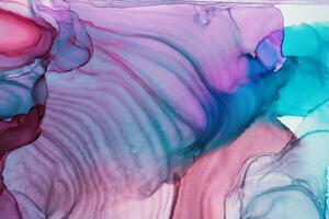 Alcohol ink. Artistic bright splash. Liquid artwork. Purple marble texture. Abstract ethereal swirl. Contemporary art. Abstract art background. Multicolored bright texture. Sophisticated illustration. photo