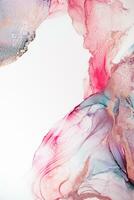 Painting created with alcohol ink. Soft smooth color transitions combined with clear gold and silver edges. Blue, pink, green abstract color combination. photo