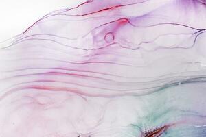 Painting created with alcohol ink. Soft smooth color transitions combined with clear gold and silver edges. Blue, pink, green abstract color combination. photo