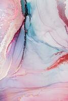 Painting created with alcohol ink. Soft smooth color transitions combined with clear gold and silver edges. Blue, pink, green abstract color combination. photo