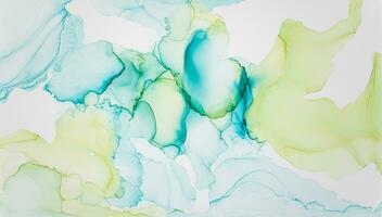 Painting created with alcohol ink. Soft smooth color transitions combined with clear gold and silver edges. Blue, pink, green abstract color combination. photo