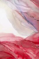 Painting created with alcohol ink. Soft smooth color transitions combined with clear gold and silver edges. Blue, pink, green abstract color combination. photo