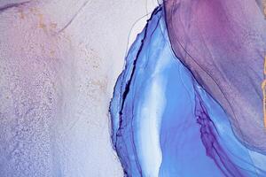 Painting created with alcohol ink. Soft smooth color transitions combined with clear gold and silver edges. Blue, pink, green abstract color combination. photo