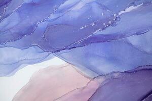 Painting created with alcohol ink. Soft smooth color transitions combined with clear gold and silver edges. Blue, pink, green abstract color combination. photo